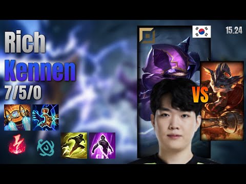 Rich Top Kennen vs Rumble lol KR solo rank Full Game 15.24 | 리치 케넨 vs 럼블