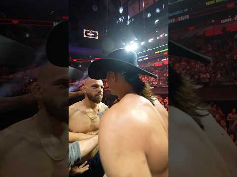 From another angle: the NOT SO FRIENDLY stare-down between Diego Lopes and Jean Silva at the #Noc...