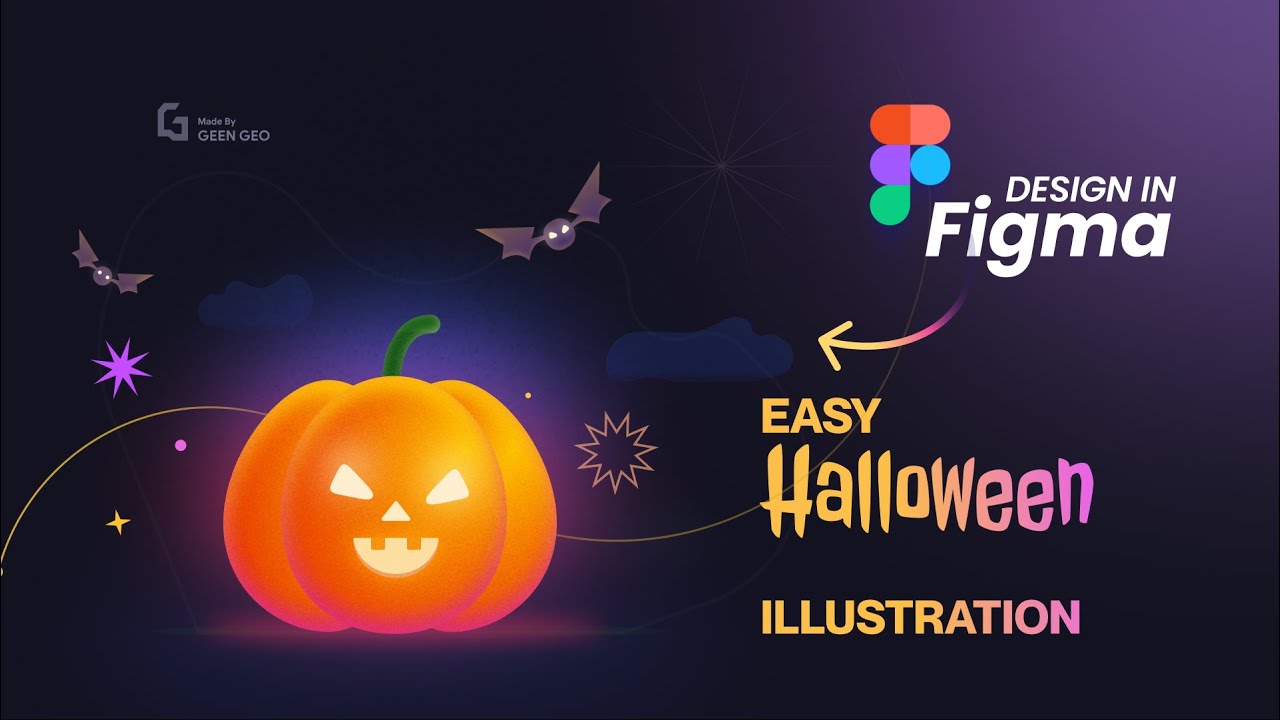 Halloween 🎃 Pumpkin  + Grain Texture Illustration Easy tutorial in Figma