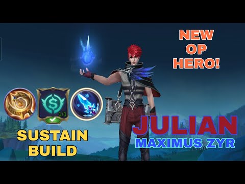 NEW HERO JULIAN USING SUPPORT EMBLEM! SUSTAIN DAMAGE - BEST BUILD AND EMBLEM | MLBB