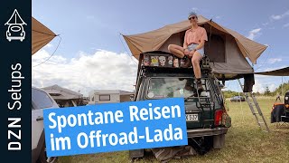Spontane Reiseabenteuer I DZN Setup: Offroad-Lada mit Frontrunner Dachzelt