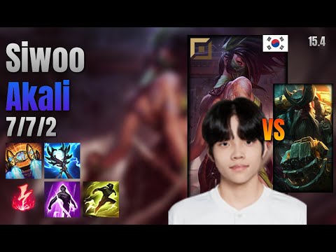 Siwoo Top Akali vs Gangplank lol KR solo rank Full Game 15.4 | 시우 아칼리 vs 갱플랭크