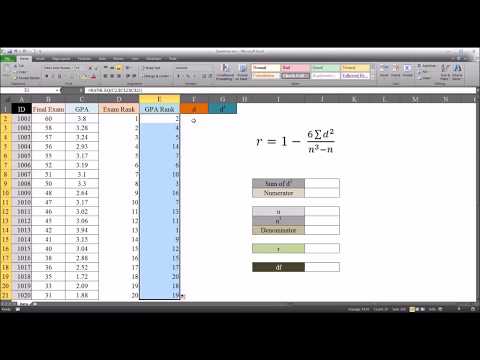 Spearman's Rank Correlation Coefficient in Excel