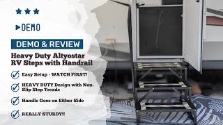 Demo & Review - Altyostar RV Steps with Handrail Heavy-Duty 3 Step Camper Entry Step Stairs