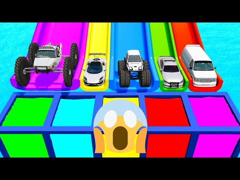 Funny Cars vs Slide Color and Portal Trap - BeamNG.Drive