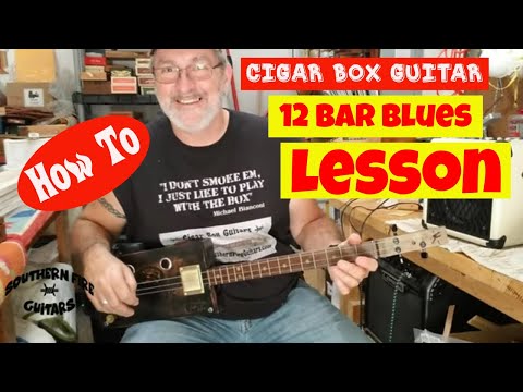 Cigar Box Guitar - How to play the 12 Bar Blues. Fancy Turn Around.