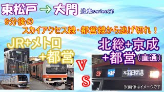 【逃走series26弾】9分後の「スカイアクセス線・都営線」から逃げ切れ！【東松戸→大門】【ゆっくり鉄道実況】