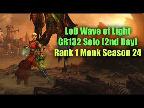 Season 24 Rank 1 Monk, GR132 Solo (LoD Wave of Light)