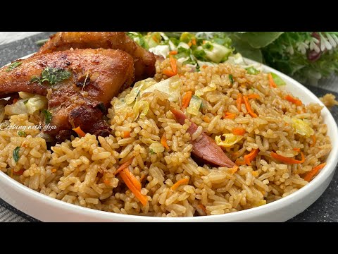 HOW TO MAKE FRIED RICE AT HOME | MY SIMPLE GHANAIAN VEGETABLE FRIED RICE WITH CHICKEN |Party Style