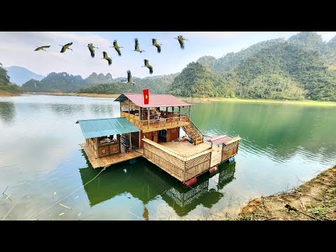 TIMELAPSE :120 days young woman carries baby to build giant 2-storey floating house on water