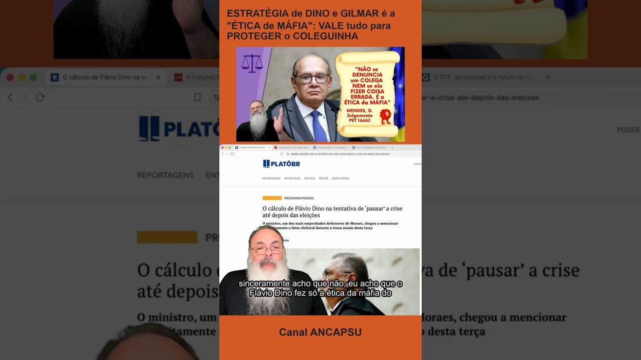 ESTRATÉGIA de DINO e GILMAR é a "ÉTICA de MÁFIA": VALE tudo para PROTEGER o COLE