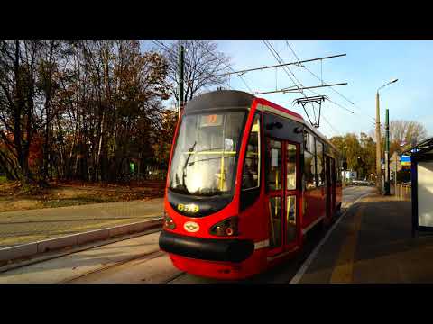 Poland, Katowice tram 17 ride from Polna to Piaśniki Skrzyżowanie