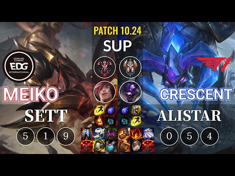 EDG Meiko Sett vs T1 Crescent Alistar Sup - KR Patch 10.24