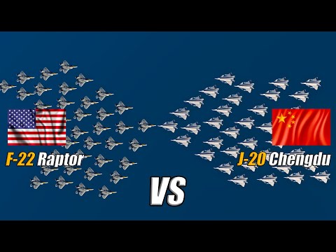 50 US F-22 Raptor vs 50 China J-20 Chengdu 5th generation fighter - DCS WORLD