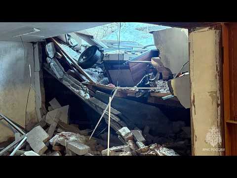 Кран вытащил болид из взорвавшегося гаража, объявленного зоной ЧС. Real video