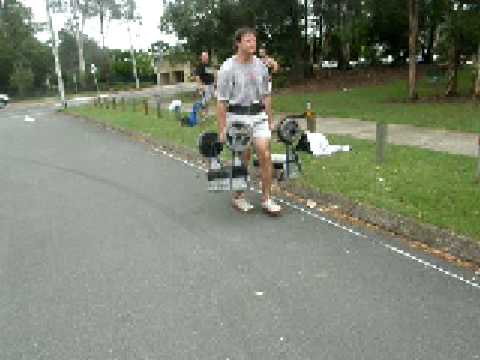 "ozstrongman" Nick Pratt 100kg x 2 farmers walk 17yrs old
