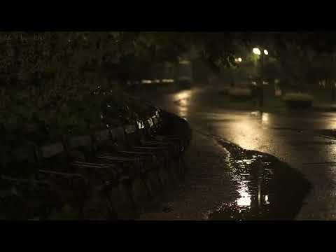 🎧 Soothing Gentle Spring Rain in the Old Park at Night   10 Hours for Relaxation