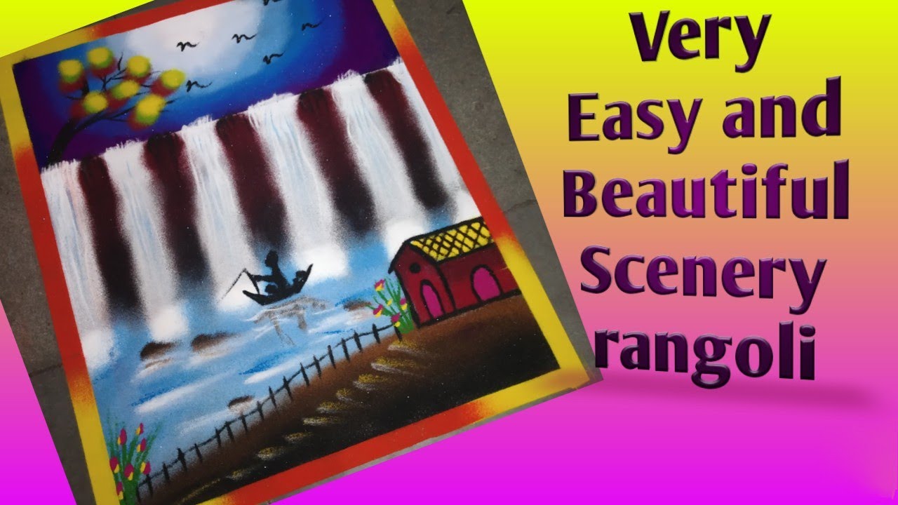 Landscape rangoli design by jyoti