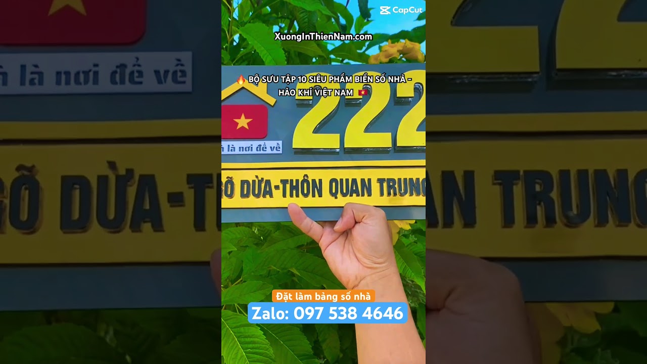 Tổng Hợp 10 Mẫu Biển Số Nhà Alu Vàng Gương & Bạc Xước Chữ Nổi 10mm Có Cờ Việt Nam