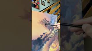 Painting tropical storm clouds using acrylics🎨 #shorts #acrylicpainting #cloudpainting