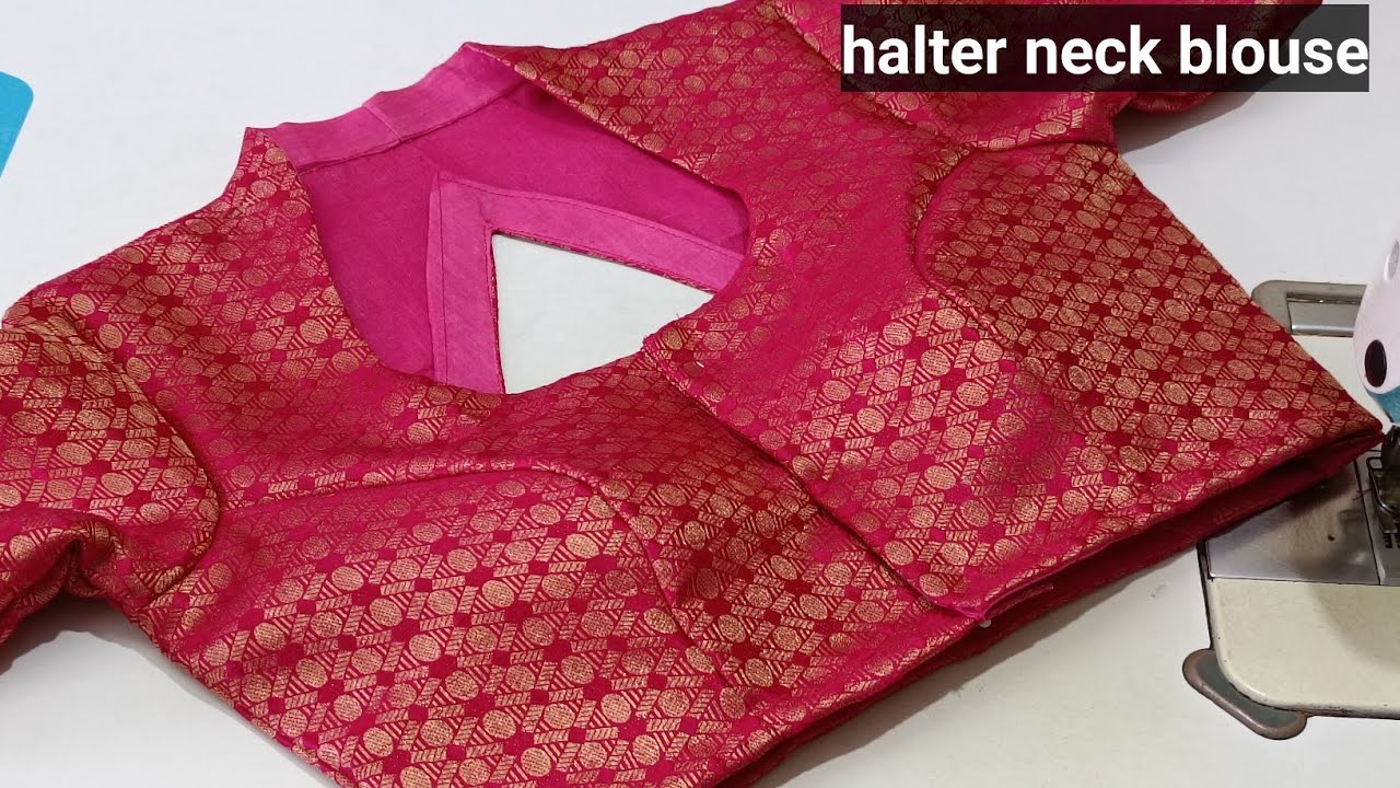 High Neck Collar Blouse | Halter Neck Blouse Cutting and Stitching | Halter Neck Blouse Design