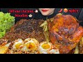 ASMR EATING BLACKBEAN NOODLES WHOLE CHICKEN ROAST GRILLED PEPPERS EGGS SALAD