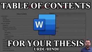 Creating a Table of Contents in Word for a Thesis/Dissertation (Urdu/Hindi)
