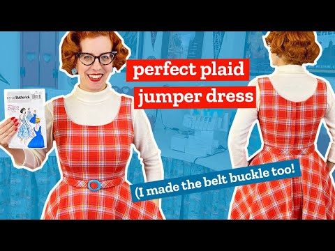Sewing plaid: vintage jumper dress with Butterick B5748