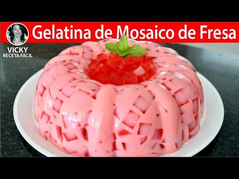 Gelatina de Mosaico de Fresa | #VickyRecetaFacil Video