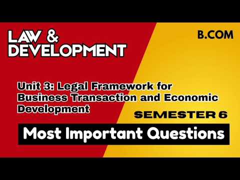 Unit 1 Introduction l Important Questions l Semester 6 l Law and Development l