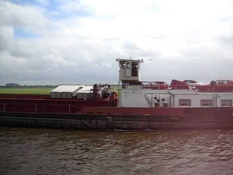 Vorbeifahrt Binnenschiff Hecht - GMS - 04801560 auf der Hunte am Schreibpegel Reithörne