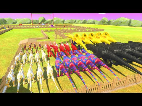 Colored CARNIVORE DINOSAURS vs All Units Championship - Animal Revolt Battle Simulator