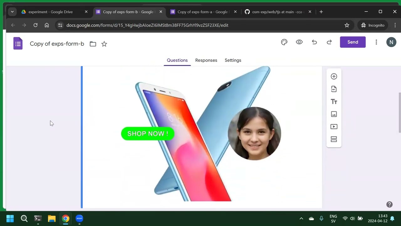 create an online survey experiment using github