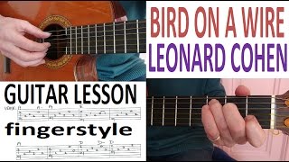 BIRD ON A WIRE - LEONARD COHEN - fingerstyle GUITAR LESSON