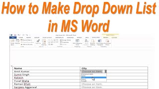 How to Make Drop Down List in MS Word