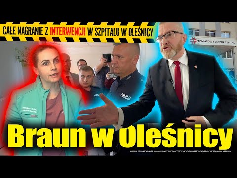CAŁE nagranie z interwencji w szpitalu w Oleśnicy. Grzegorz Braun i Roman Fritz