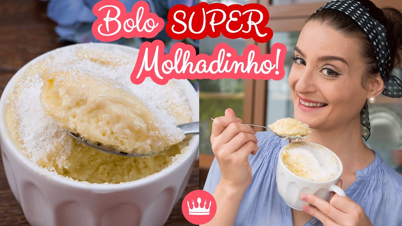 BOLO DE COCO MOLHADO NA CANECA: PRONTO EM 1 MINUTO - Cozinha do Bom Gosto - Gabi Rossi
