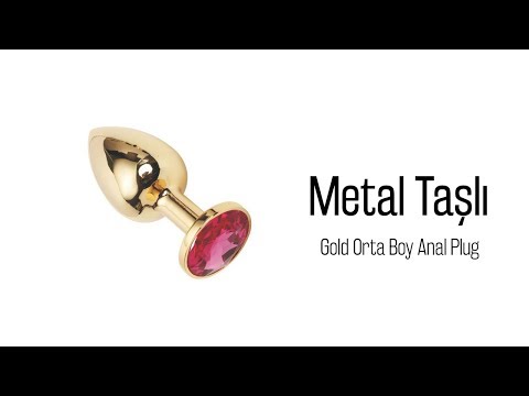 Gold Metal Orta Boy Lüks Taşlı Anal Plug