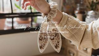 Visual Diary 110 | Making Bunny Ears Scrunchie with Embroidery | A Hand Sewing & Slow Stitching Day