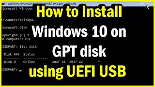 How to install Windows 10 on GPT disk using UEFI bootable USB Using Rufus
