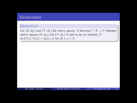 Metric Spaces - Lectures 7 & 8: Oxford Mathematics 2nd Year Student Lecture