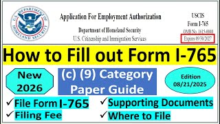 I -765 Application for Employment Authorization C(9) Category | Applying for USA Work Permit