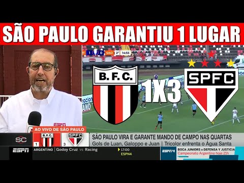 BOTAFOGO SP 1 X 3 SÃO PAULO TRICOLOR VENCEU DE VIRADA E GARANTIU 1 LUGAR NO GRUPO
