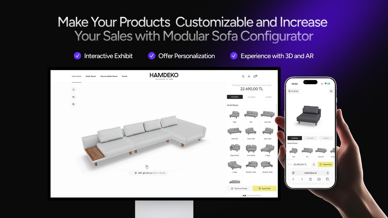 SeeTryBuy Koltuk Konfigüratörü | Modüler Koltuklarınızı Müşteriler Kendi Zevkine Göre Tasarlasın!