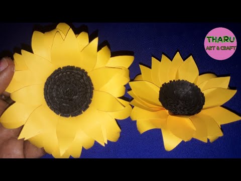 Easy Way To Make Beautiful Paper Sunflower | Paper Craft | Paper Flower | DIY Home Decor