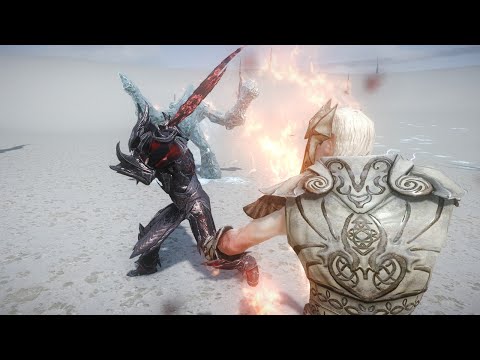 Vyrthur vs 2 Dremora Lords | Skyrim