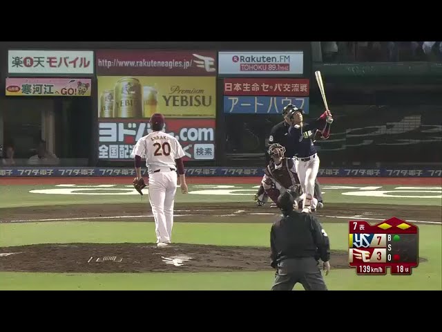 【7回表】バットの先っぽなのに... イーグルス・安樂 スワローズ・山田に19号3ラン浴びる 2016/6/8 E-S