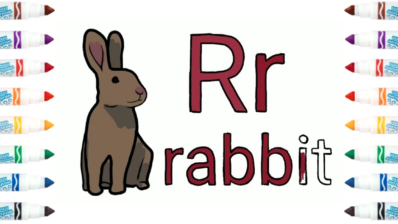 Letter Recognition coloring pages - Letter R for Rabbit