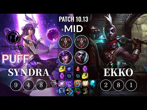 IG Puff Syndra vs Ekko Mid - KR Patch 10.13