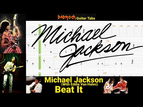 Beat It - Michael Jackson - Guitar + Solo + Bass TABS Lesson (Request)